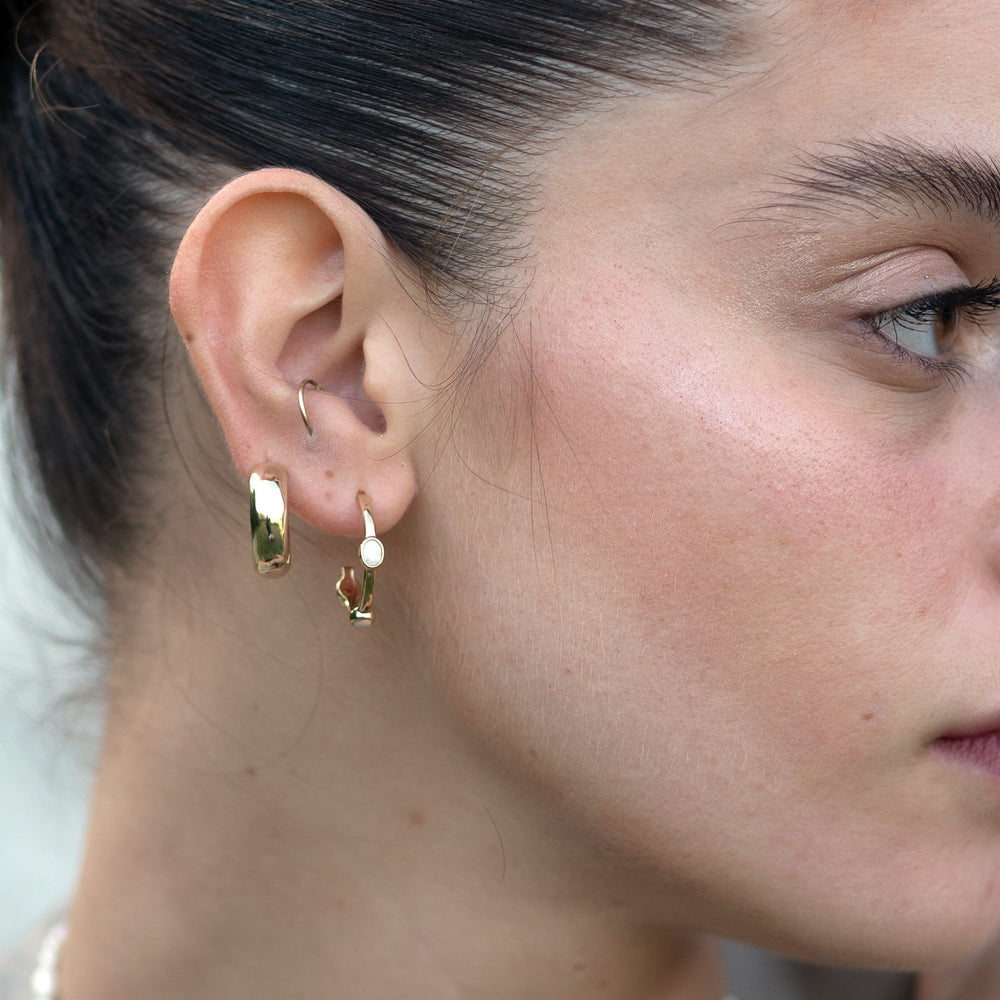 Opal hoops earrings