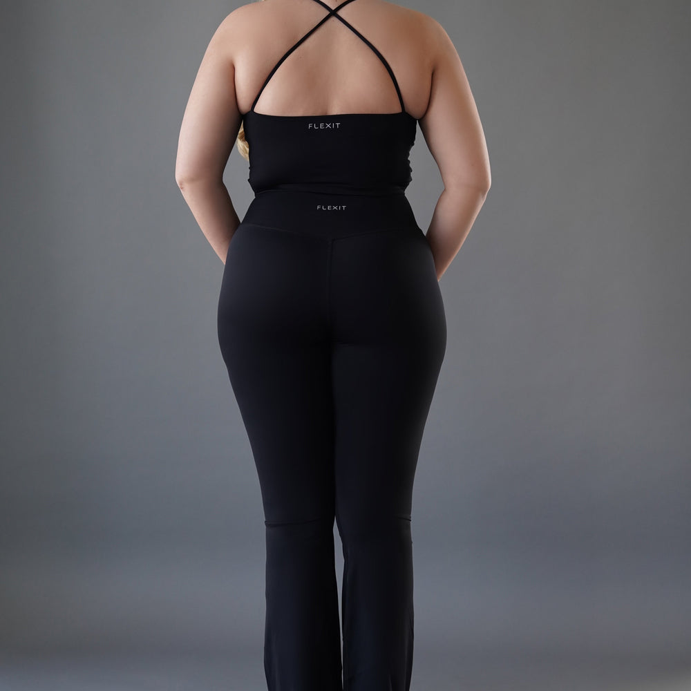 
                      
                        Black flared leggings
                      
                    