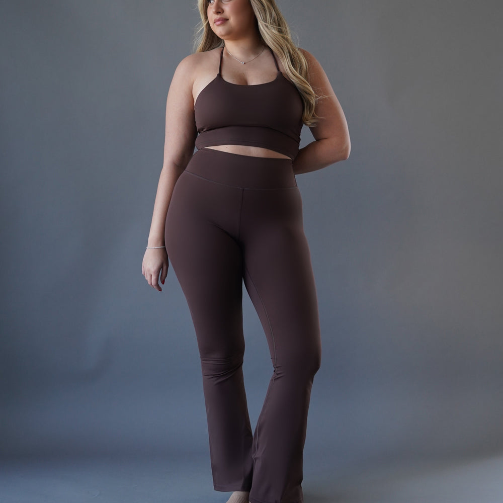 
                      
                        Chocolate flared leggings
                      
                    