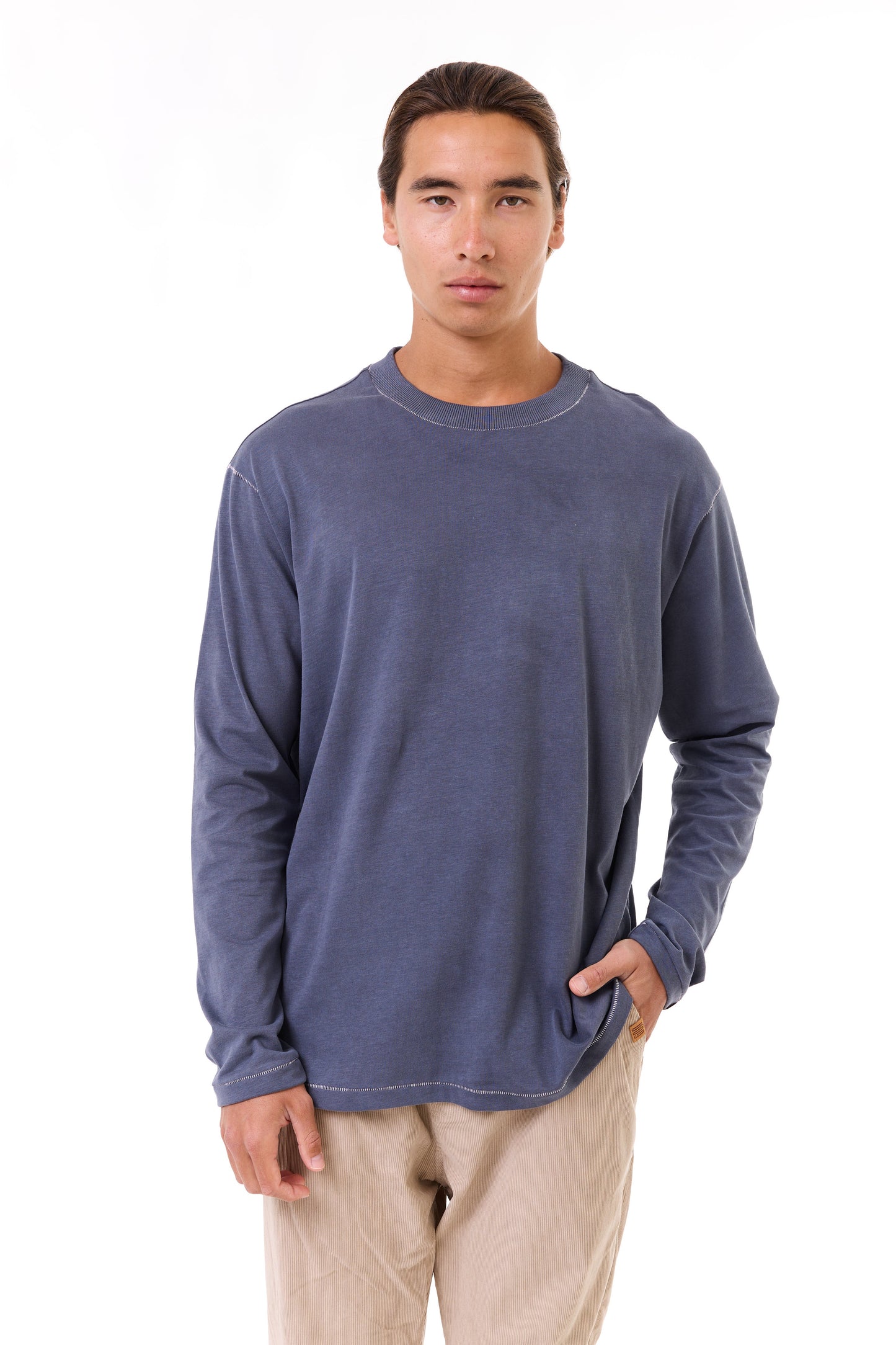 Gray wash- stitches long sleeves